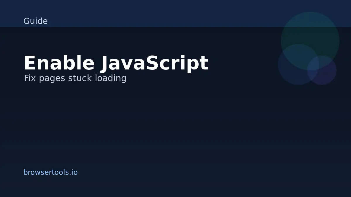 Browser diagnostics showing JavaScript enabled and tests running