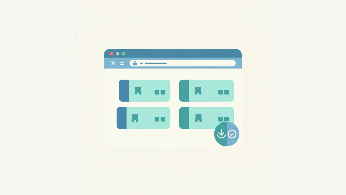 Browser window showing saved key cards with a green storage check badge