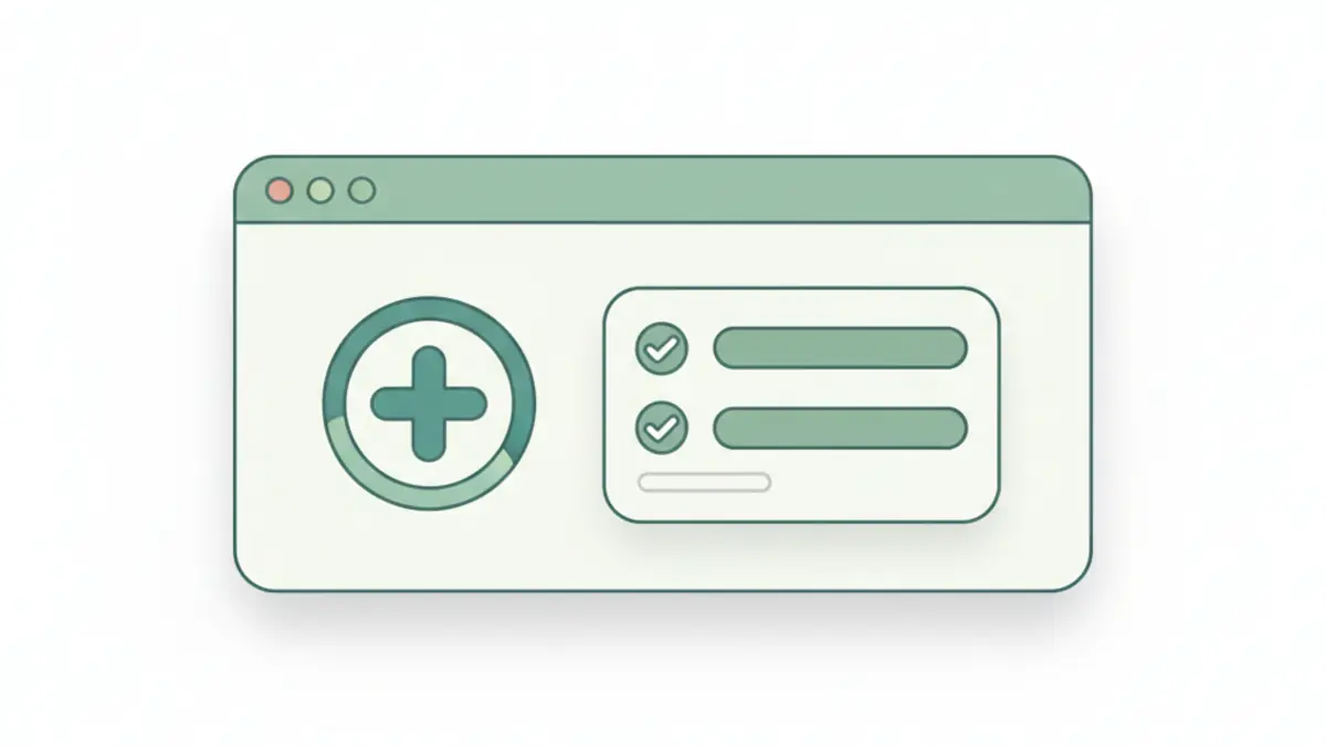 Browser window with an install badge and checklist cards for service worker and storage readiness