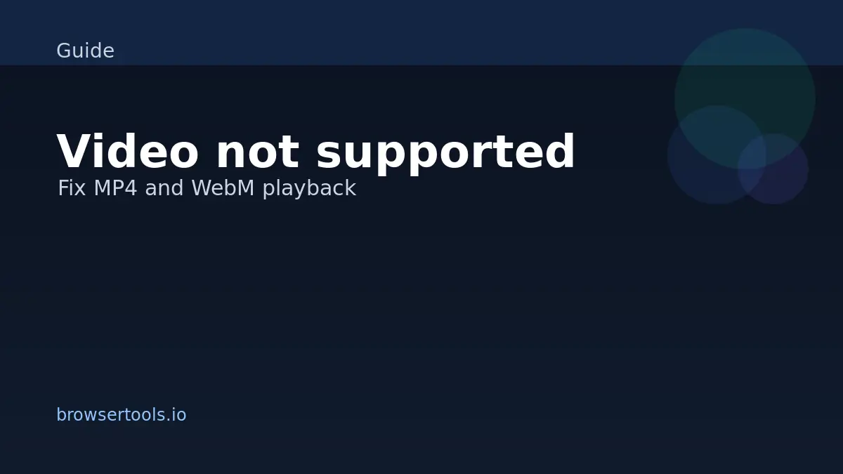Codec test results showing MP4 and WebM support for browser video playback